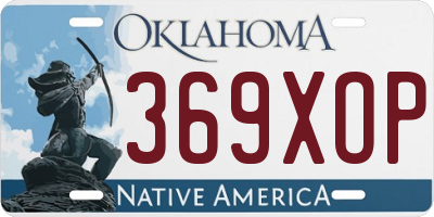 OK license plate 369XOP