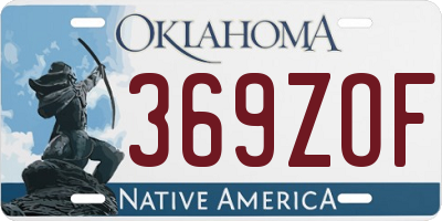OK license plate 369ZOF