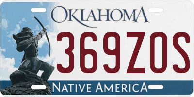 OK license plate 369ZOS