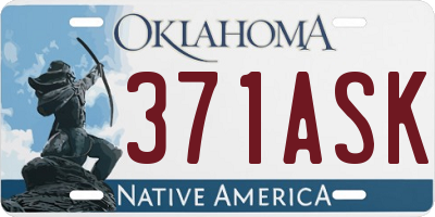 OK license plate 371ASK