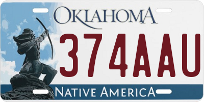 OK license plate 374AAU