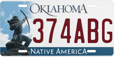 OK license plate 374ABG