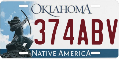 OK license plate 374ABV