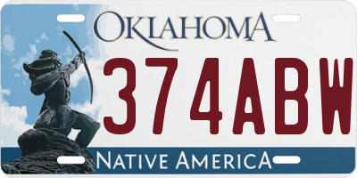 OK license plate 374ABW