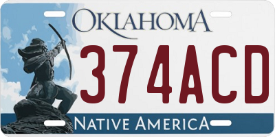 OK license plate 374ACD