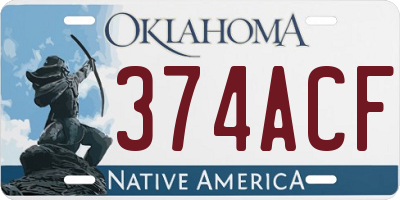 OK license plate 374ACF