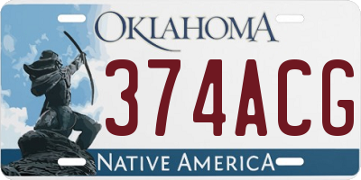 OK license plate 374ACG