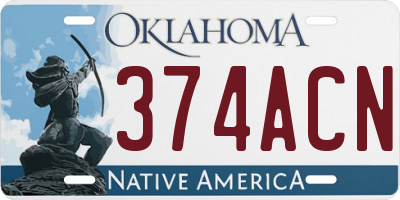 OK license plate 374ACN