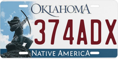 OK license plate 374ADX