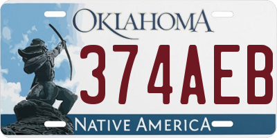 OK license plate 374AEB