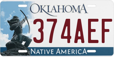 OK license plate 374AEF