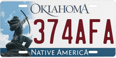 OK license plate 374AFA