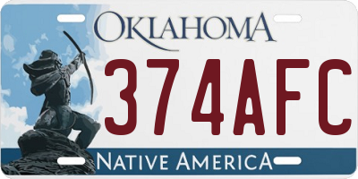 OK license plate 374AFC