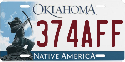 OK license plate 374AFF