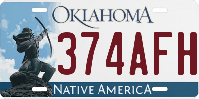 OK license plate 374AFH