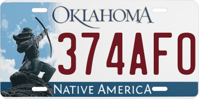 OK license plate 374AFO