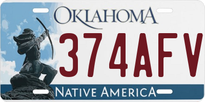 OK license plate 374AFV