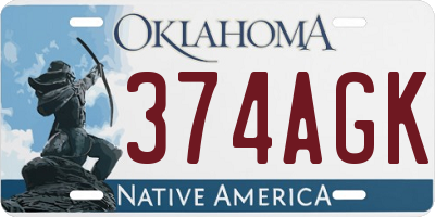OK license plate 374AGK