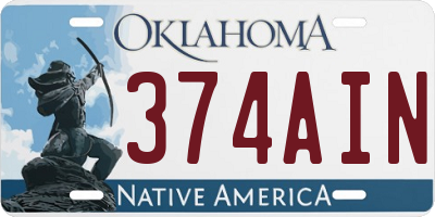 OK license plate 374AIN