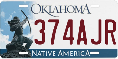 OK license plate 374AJR