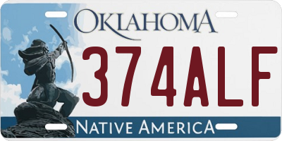 OK license plate 374ALF