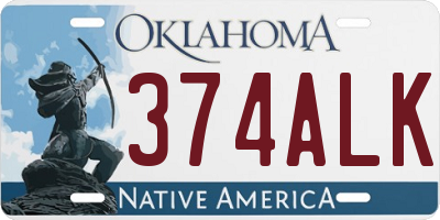 OK license plate 374ALK