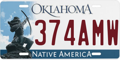 OK license plate 374AMW