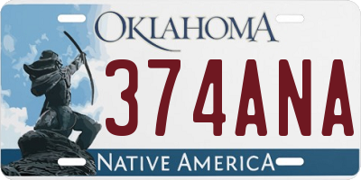 OK license plate 374ANA