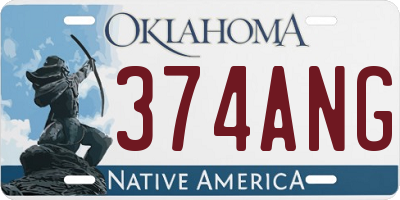 OK license plate 374ANG