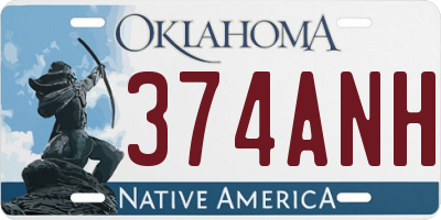 OK license plate 374ANH
