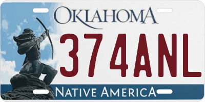 OK license plate 374ANL