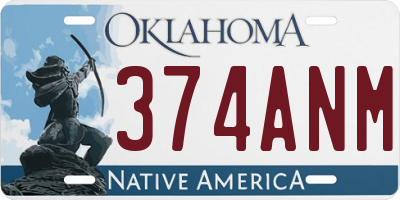 OK license plate 374ANM