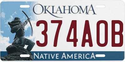 OK license plate 374AOB