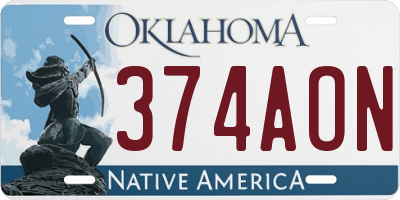 OK license plate 374AON