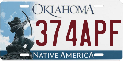 OK license plate 374APF