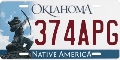 OK license plate 374APG