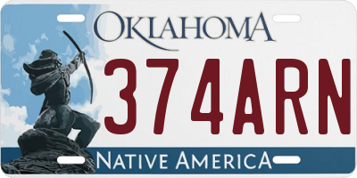 OK license plate 374ARN