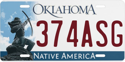 OK license plate 374ASG