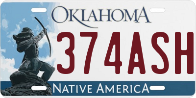 OK license plate 374ASH