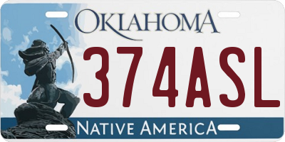 OK license plate 374ASL