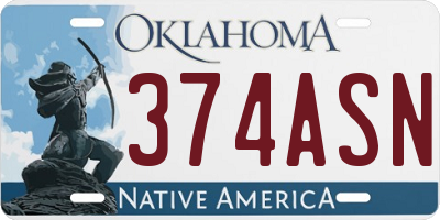OK license plate 374ASN
