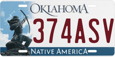 OK license plate 374ASV