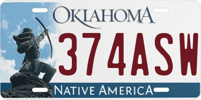 OK license plate 374ASW