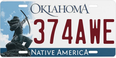 OK license plate 374AWE