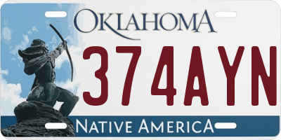 OK license plate 374AYN