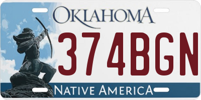 OK license plate 374BGN