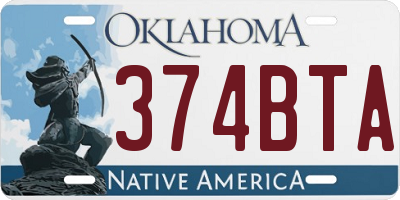 OK license plate 374BTA