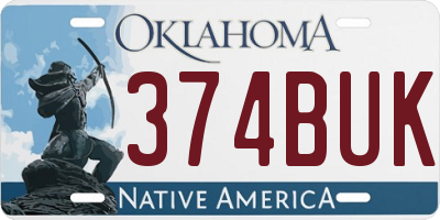 OK license plate 374BUK