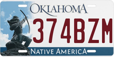 OK license plate 374BZM