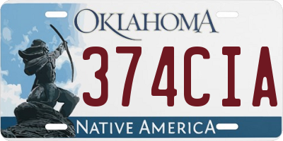 OK license plate 374CIA